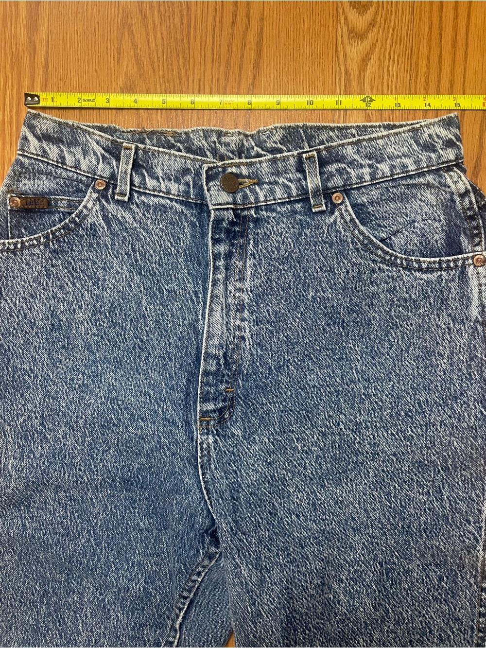 Vintage Lee High Waisted Acid Wash Mom Jeans Size 16 Petite 32x28 - Picture 10 of 14